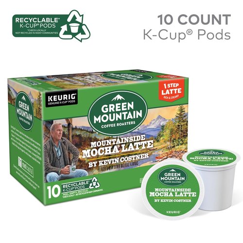 Green Mountain Coffee Roasters Mocha Latte K-Cup Pods - One Step Single Serve, 10 Count Box