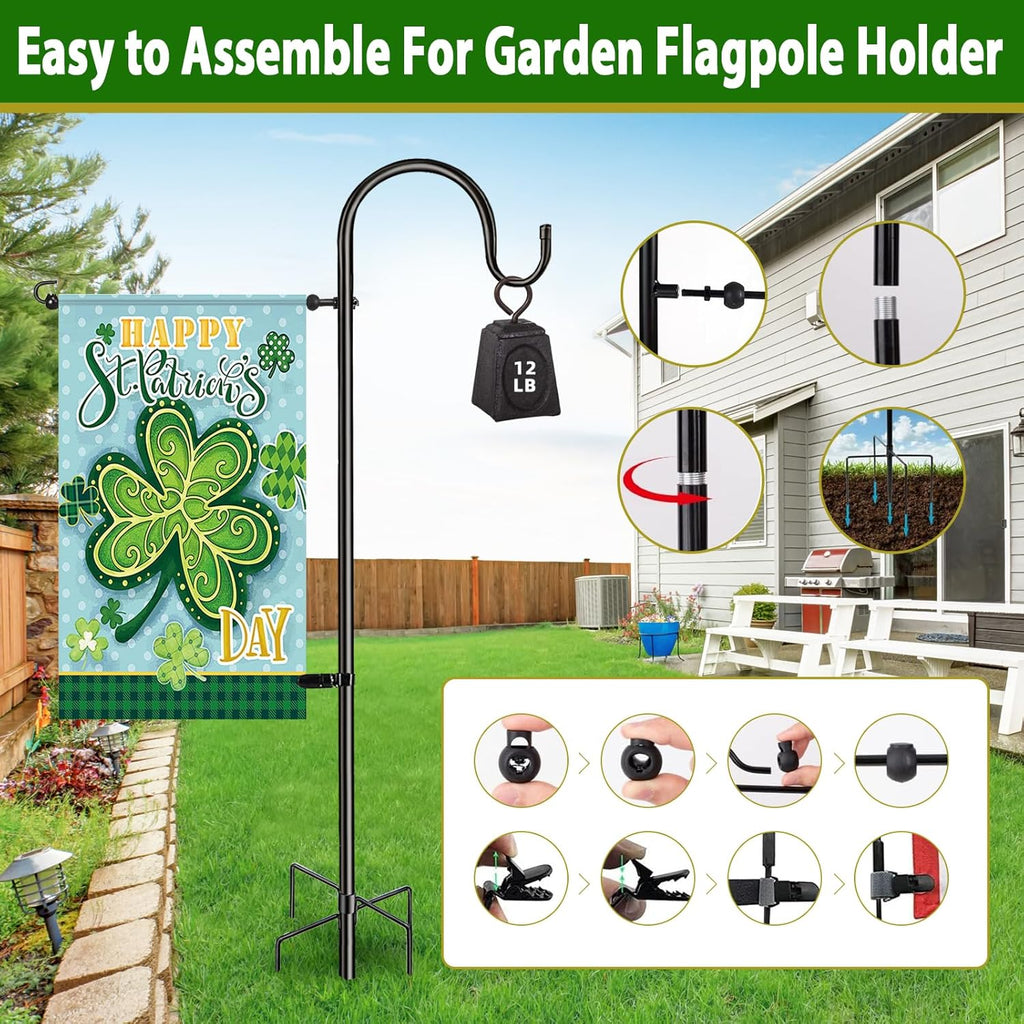 Skiennix 48" Heavy Duty Garden Flag Stand - Rust-Resistant Steel for 12x18 Yard Flags & More