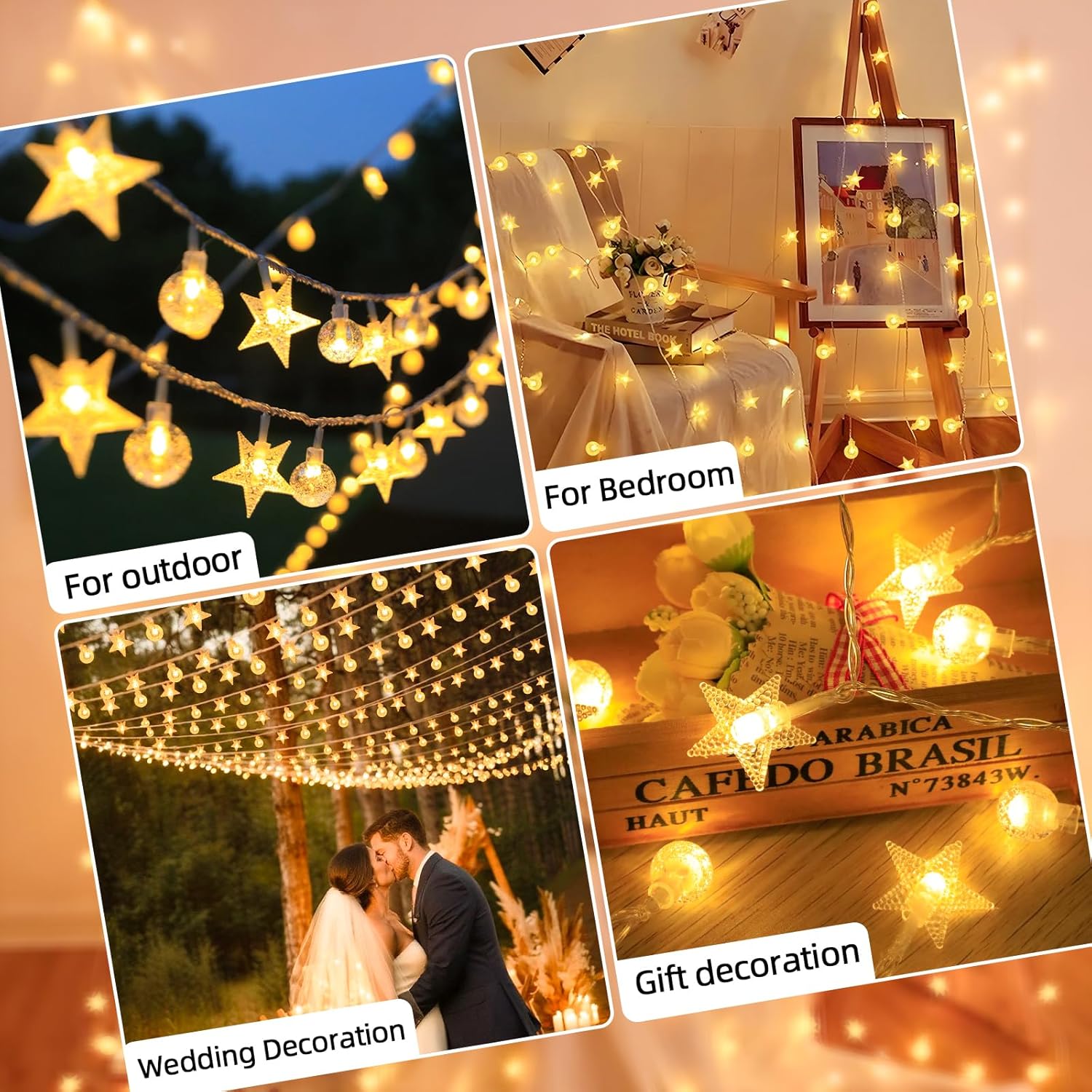 Skiennix Crystal Globe & Star String Lights - 72 FT 160 LED Waterproof Fairy Lights with Remote Control for Indoor/Outdoor Use