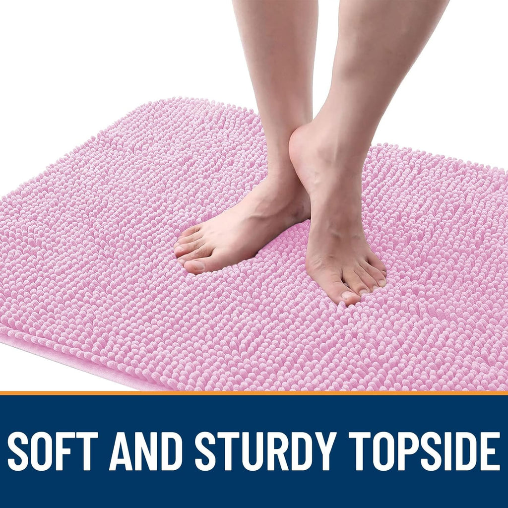 OLANLY Dog Door Mat - Absorbent Non-Slip Washable Chenille Mat for Muddy Paws | 48x30, Pink