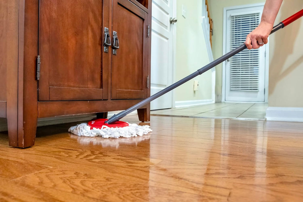 O-Cedar EasyWring Microfiber Spin Mop - Efficient Floor Cleaning System | Red & Gray Standard Size