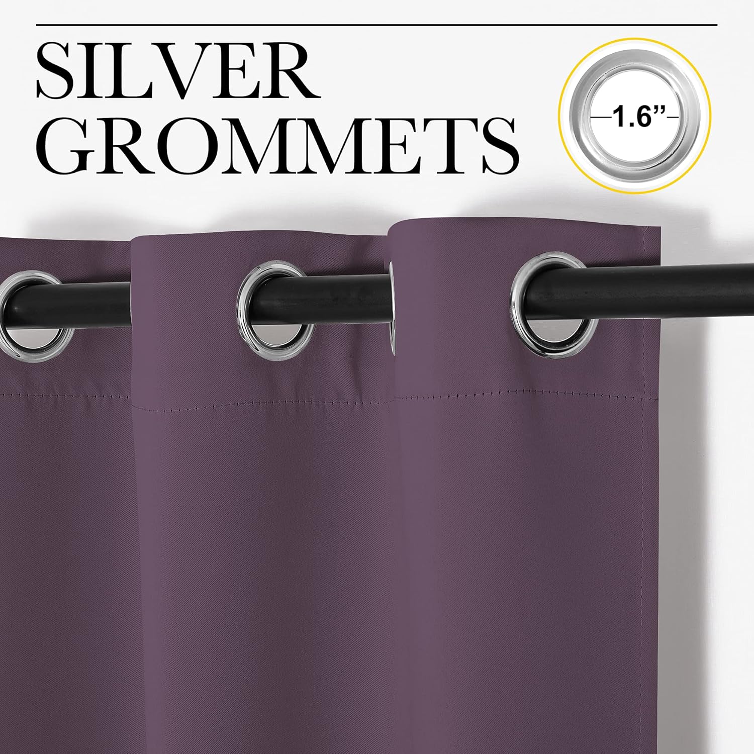 NICETOWN Blackout Curtains - Room Darkening Grommet Top Drapes for Bedroom or Dining Room | Set of 2, 42 x 63 Inch, Plum