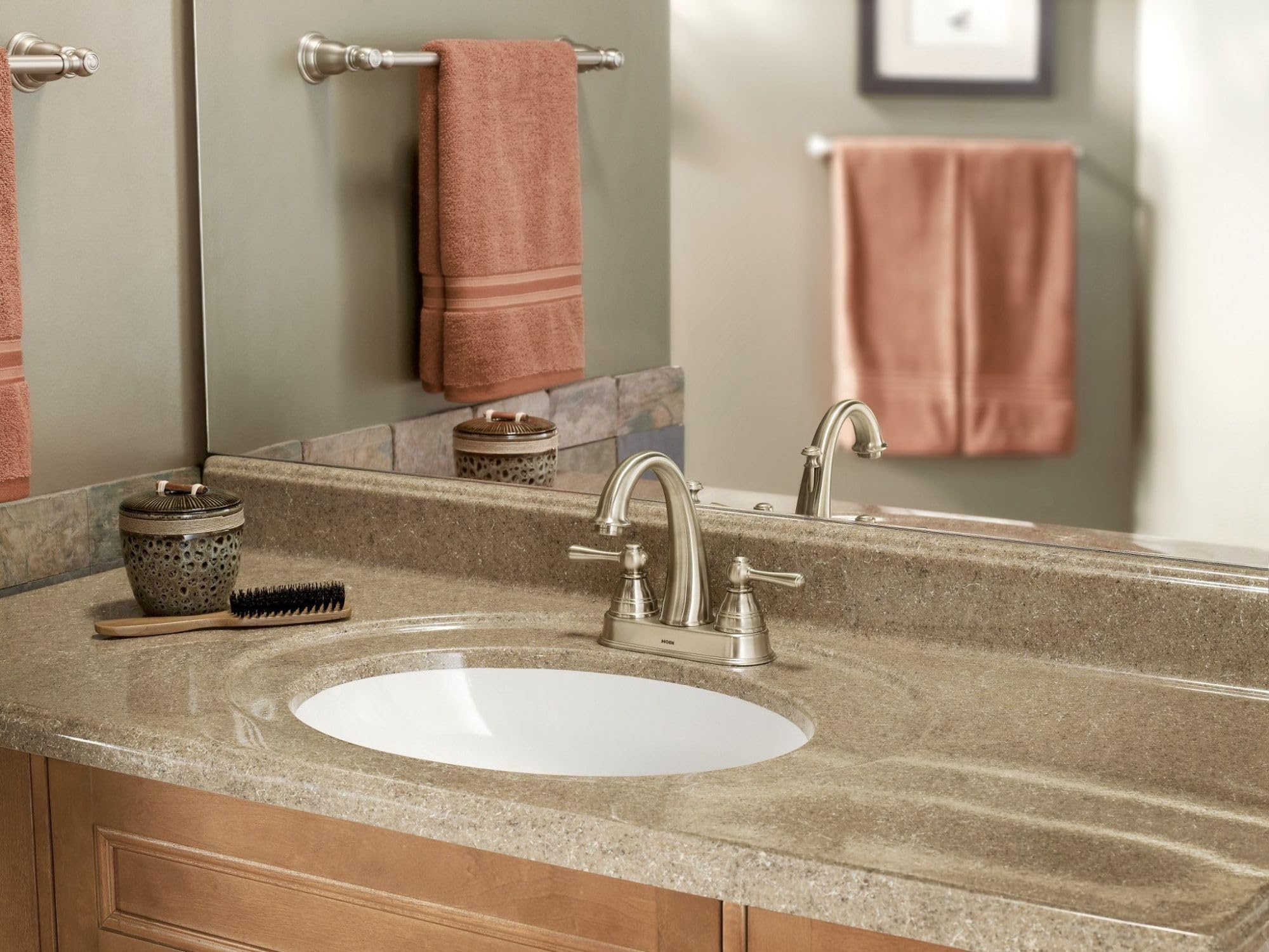 Moen YB5424BN Kingsley Collection 24-Inch Bathroom Single -Towel Bar, Brushed Nickel