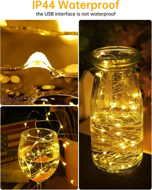 Blingstar USB Powered Fairy Lights - 33Ft 100 LED Mini String Lights | Flexible Silver Wire for Indoor Holiday Decor
