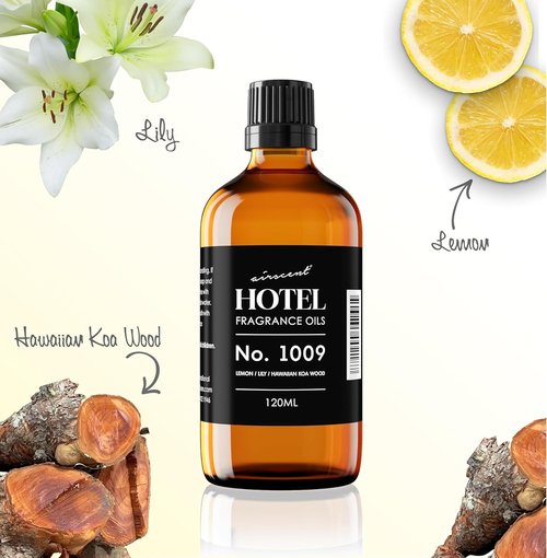 AirScent Hotel Diffuser Oil No. 1009 - Premium Lemon Lily Fragrance for Ultrasonic Diffusers - 120 mL Glass Bottle