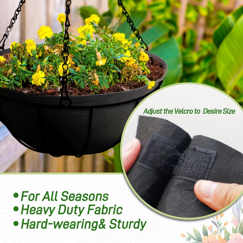 Skiennix 12-Inch Fabric Planter Basket Liners - Durable Felt Coco Fiber Replacement for Hanging Baskets