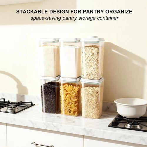 Cozey Daily Airtight Food Storage Container with Pop Lid & 130ml Scoop, BPA-Free Cereal, Rice, Flour, Pasta & Snack Container, Stackable & Durable, Kitchen Pantry Organizer (4000ml / 4.2qt *4)