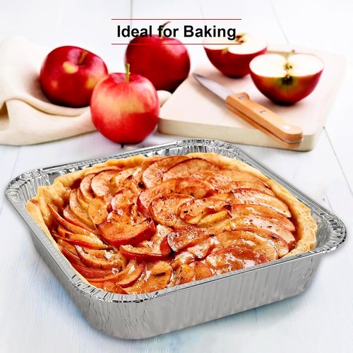 GrillChef 8x8 Aluminum Foil Pans - Disposable Baking Pans with Lids | 25 Pack for Cakes & Roasting