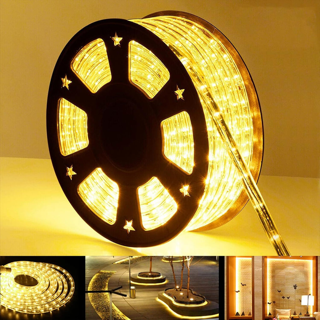 Skiennix 150ft LED Rope Lights - Waterproof, Connectable & Flexible Tube Lighting | 8 Modes, Warm White