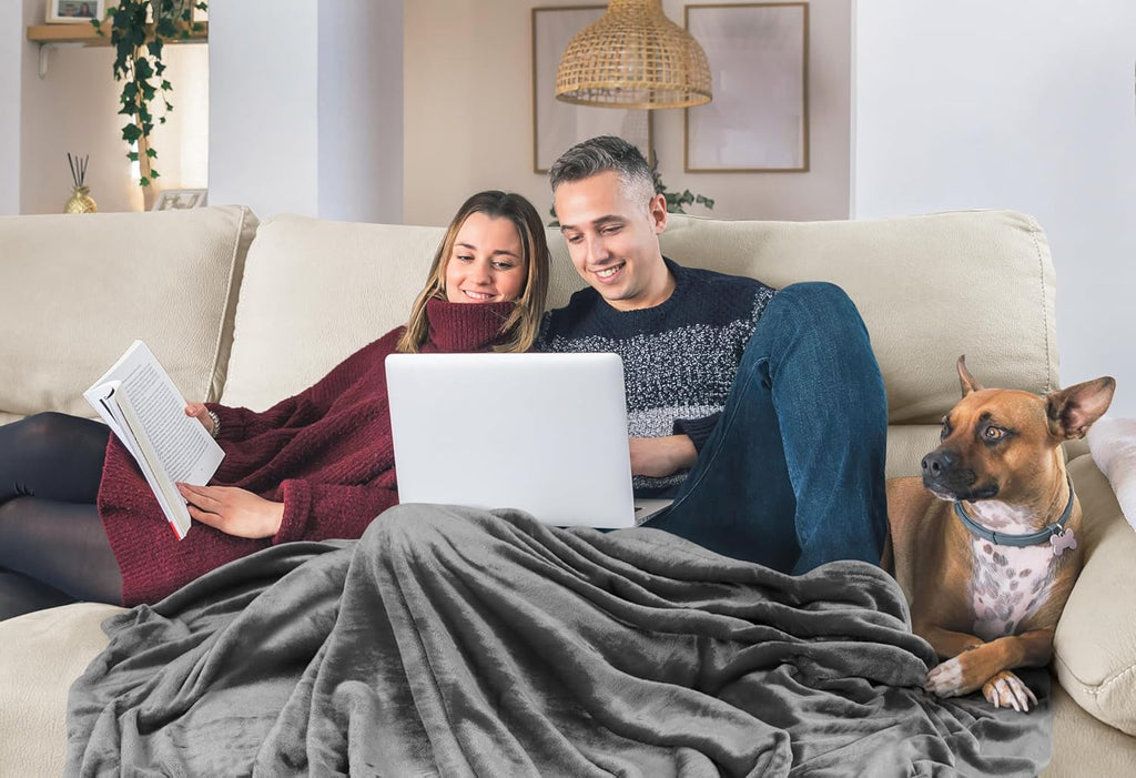 Utopia Bedding Grey Fleece Blanket - Luxury Soft King Size 90x102 Inch | Bulk Pack of 9