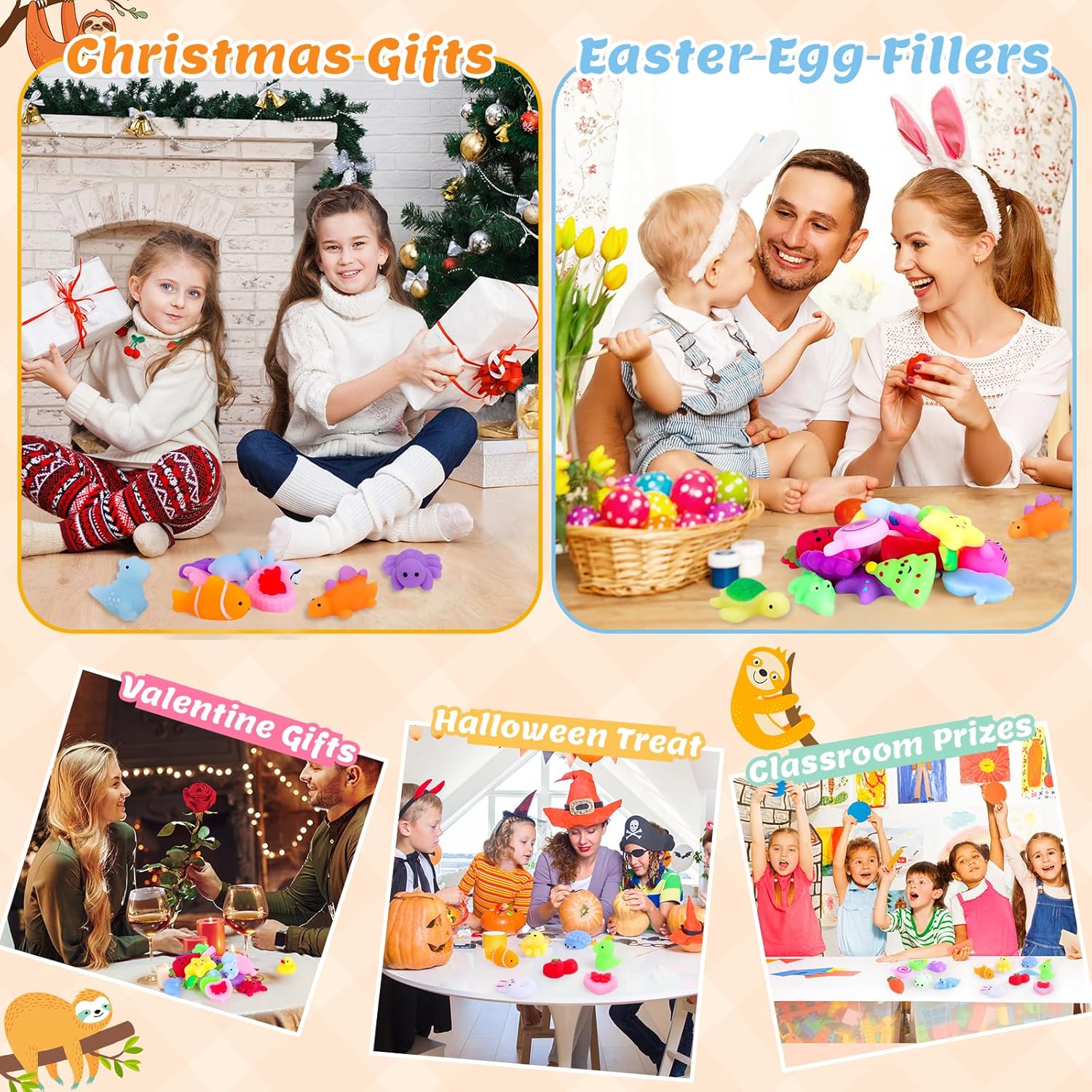 VISCOO 40 Pack Squishy Toys - Kawaii Mochi Party Favors for Kids | Perfect Easter Basket Stuffers