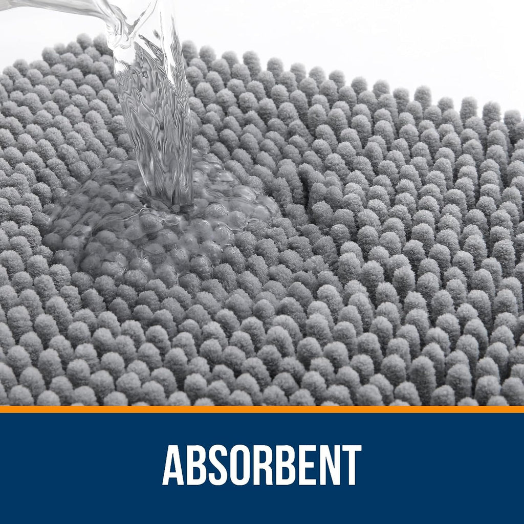 OLANLY Large Chenille Bathroom Rugs - Extra Soft & Absorbent | Quick-Dry, Machine Washable, Grey 50x30