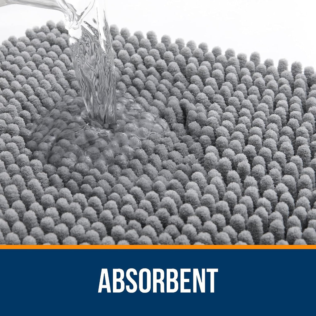 OLANLY Large Bath Rugs - Extra Soft Chenille, Quick-Dry & Machine Washable | 59x35 Inches, Grey