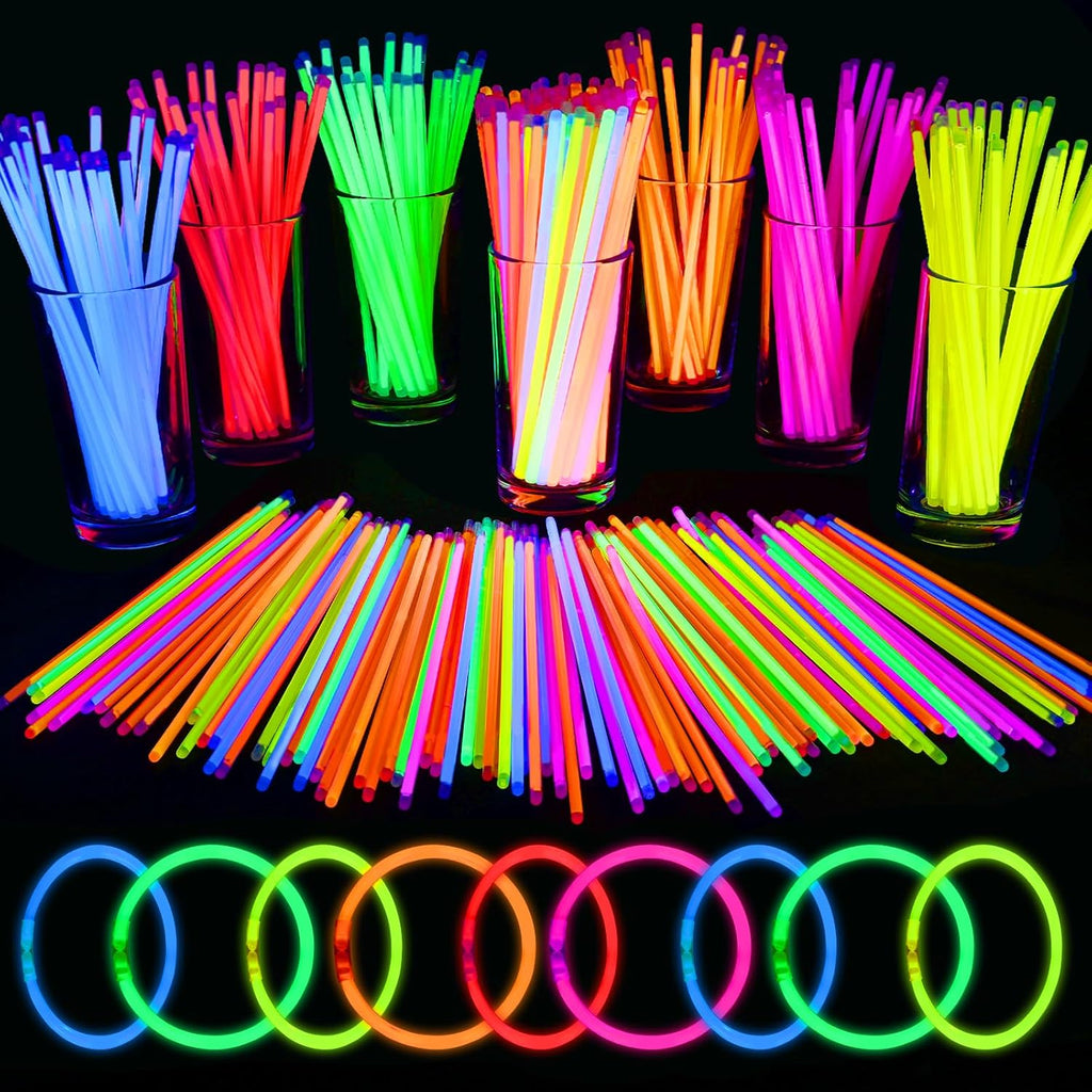 Mega-L Glow Sticks - 1000 Pcs Ultra Bright Glow Necklaces & Bracelets for Neon Parties | Bulk Party Supplies