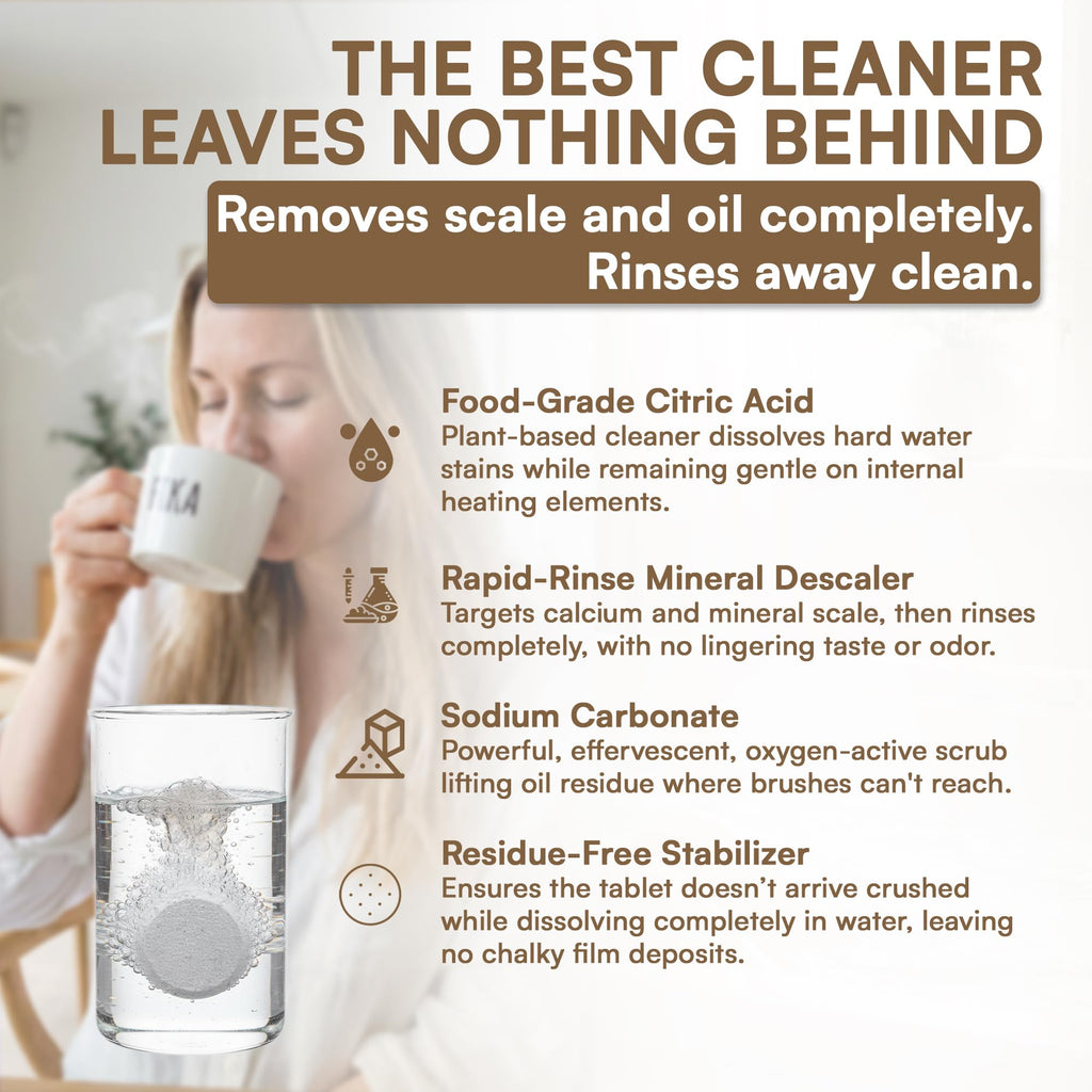 CLYND Coffee Maker Cleaner and Descaler Tablets 24-Pack, Residue-free, Compatible with Nespresso, Ninja, Multi-cup, Single-serve, Delonghi, Espresso Machine, Keurig, Coffee Pot Cleaner Cleaning Tabs