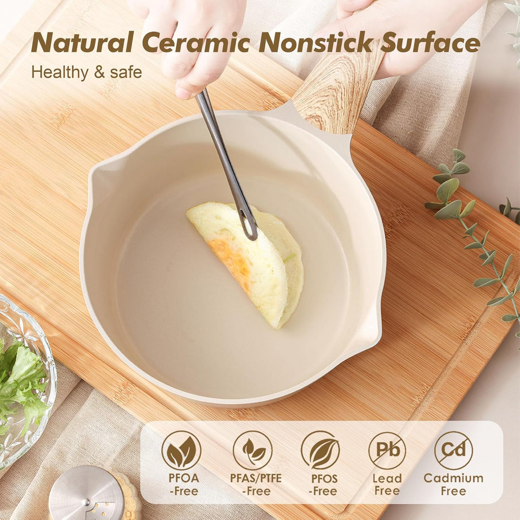SENSARTE Nonstick Ceramic Saucepan - 1.5 Quart Cooking Pot with Lid & Stay Cool Handle | PFOA Free