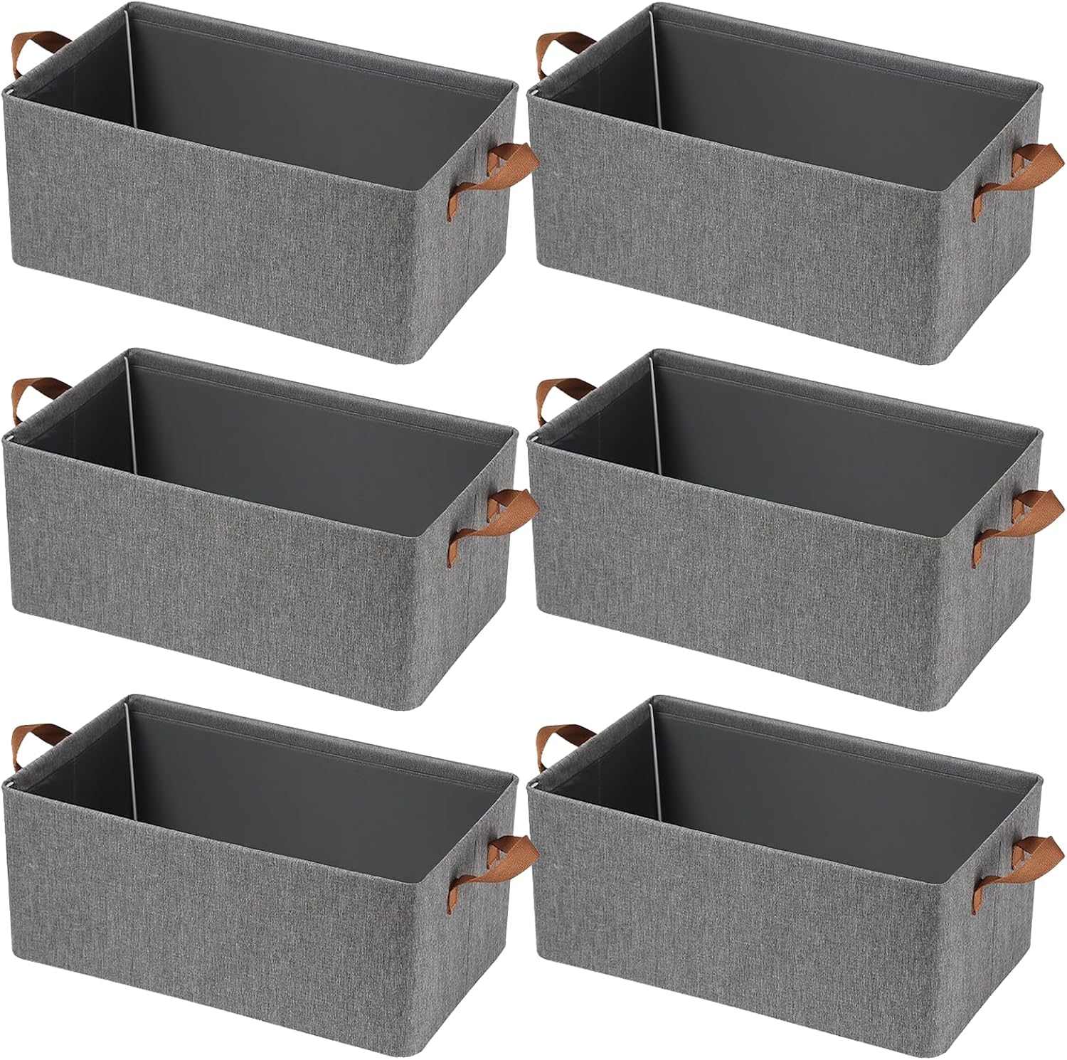 Skiennix Storage Cubes Organizer - Collapsible Fabric Bins with Reinforced Steel Frame | Gray, 18.5"x11"x7.9" - Perfect for Closets, Offices, and Toys