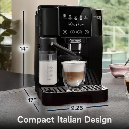 De'Longhi Magnifica Start Automatic Espresso Machine - Auto Milk Frother & Built-In Grinder | 5 One-Touch Recipes for Home Barista Coffee
