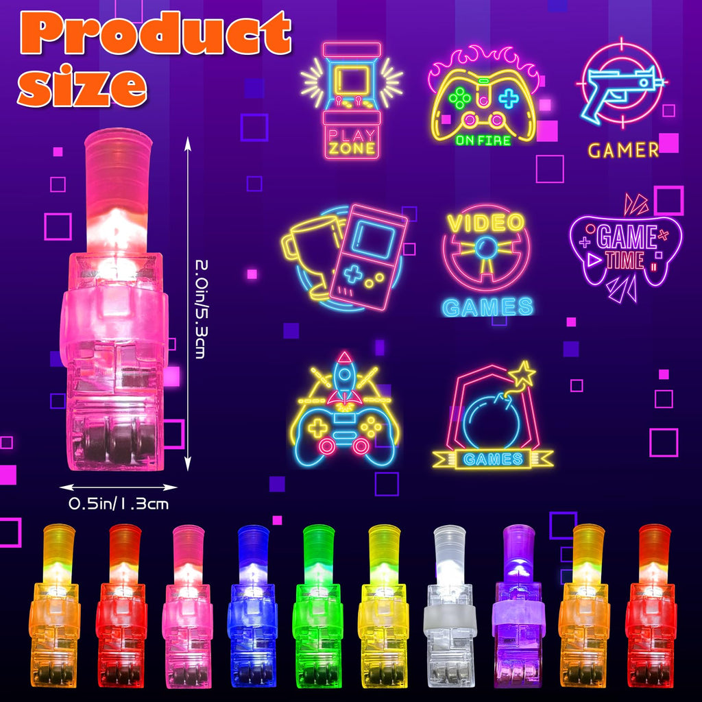 BleSky 24Pack Video Game Party Favors LED Finger Lights,Gamer Birthday Glow in the Dark Light Up Toys for Kids Boy Girl Valentine's Day Easter Basket Essentials Birthday Gamer Gift