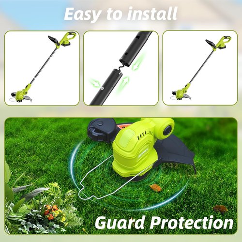 JAGROM 12-Inch 20V Cordless String Trimmer - Auto Line Feed, 2 Batteries & Charger Included