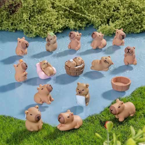 Faunamancy 54 Pcs Mini Capybara Resin Figurines,Miniature Animal Figures,Capybara Cake Topper and Party Decorations,Garden Landscape Accessories,Capybara Gifts (Mini Capybara 54Pcs)