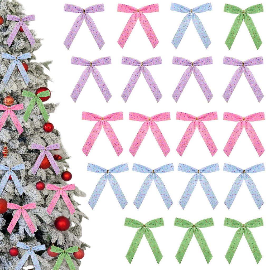 Hillsuren 24 Pcs Camouflage Christmas Bows for Christmas Tree 6 Inch Army Ribbon Bows for Wreath Xmas Gift Wrapping Garland Retirement Military Theme Party Decoration (Camouflage)
