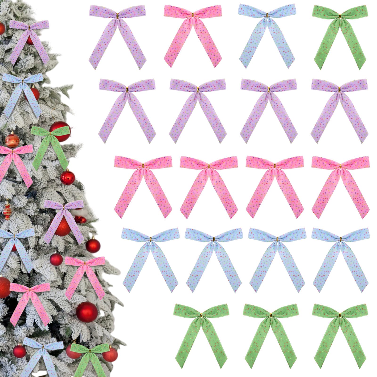 Hillsuren 24 Pcs Camouflage Christmas Bows for Christmas Tree 6 Inch Army Ribbon Bows for Wreath Xmas Gift Wrapping Garland Retirement Military Theme Party Decoration (Camouflage)