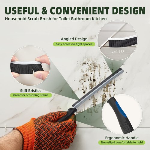 KMOSENIA Cleaning Brush - Hard Bristle Crevice Cleaning Brush for Tight Spaces, Gap Scrub Brush, Bathroom Grout Brush, Thin Brush for Household Use, Home Kitchen Toilet Cleaning Supplies