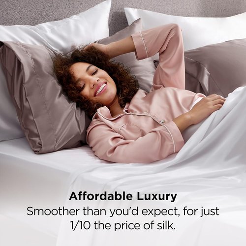 Bedsure Satin Pillowcases - Luxurious Silk-Like Queen Size Set of 2 | Dusty Rose, 20x30 Inches
