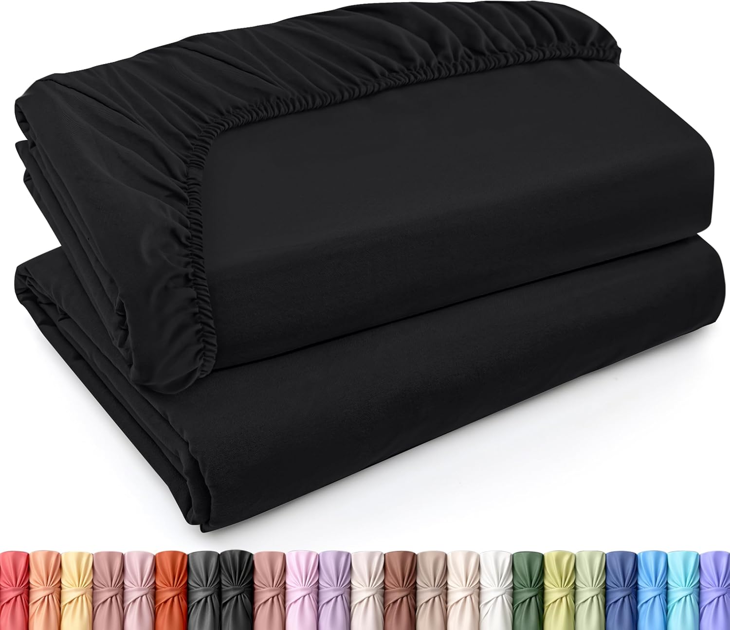 Utopia Bedding King Fitted Sheets - Soft Brushed Microfiber with Deep Pockets | 2-Pack, Black