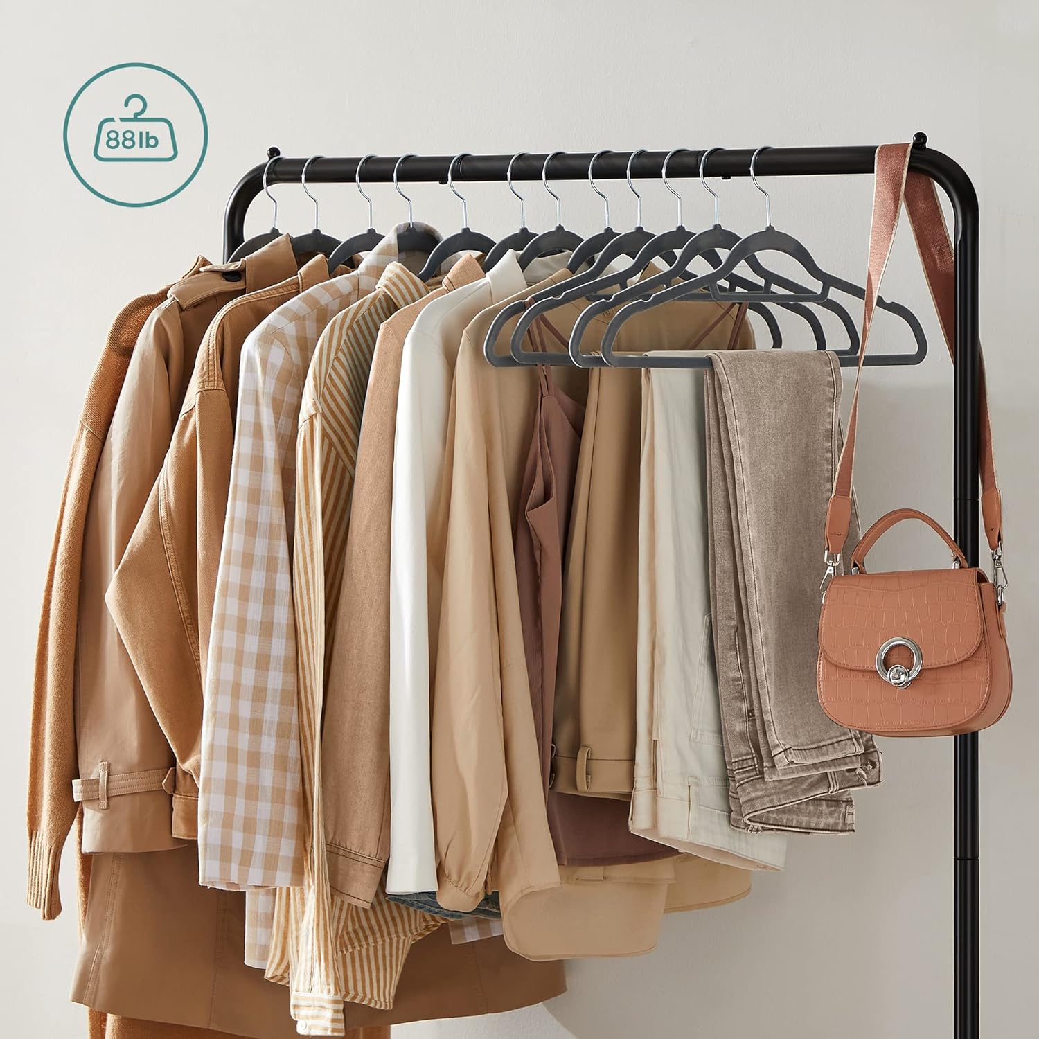 SONGMICS Clothes Rack - Metal Garment Rack with Wheels & Dense Mesh Shelf | 110 lb Capacity, Black