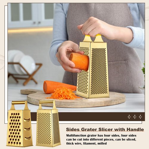 Baderke 6 Pcs Gold Kitchen Accessories Set Includes 3 Gold Mixing Bowls with Airtight Lids Stainless Steel Colander Grater Slicer and Fine Mesh Strainer (Mixing Bowls: 3.7/5/7 Qt, Colander: 5 Qt)
