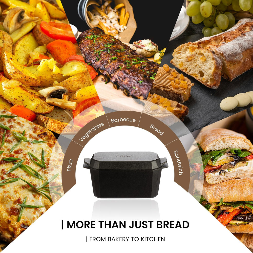 FRRLY Cast Iron Bread Loaf Pan with Lid,Bread Baking Pan,Cast Iron Dutch Oven for Sourdough,10 x 5 Inch Pre-seasoned Even Heat Distribution Baking Pan for Homemade Bread