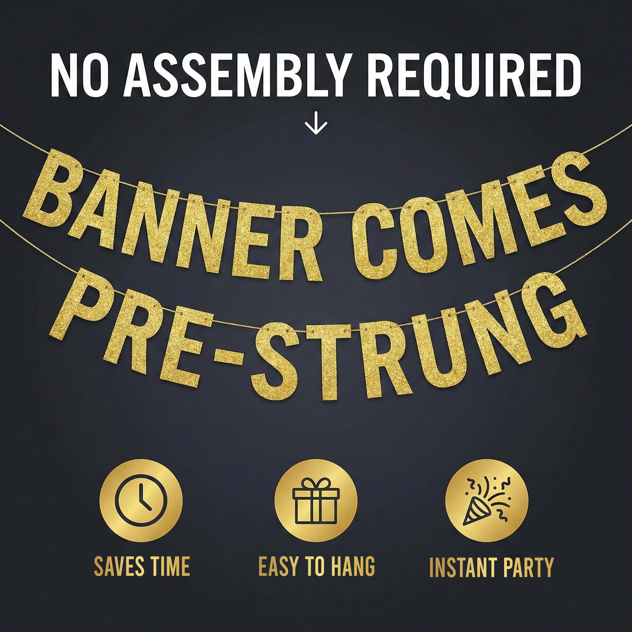 Pre-Strung Happy Birthday Bruh Gold Glitter Banner - Funny Birthday Decorations for Teen Boys and Girls - Party Supplies and Gifts