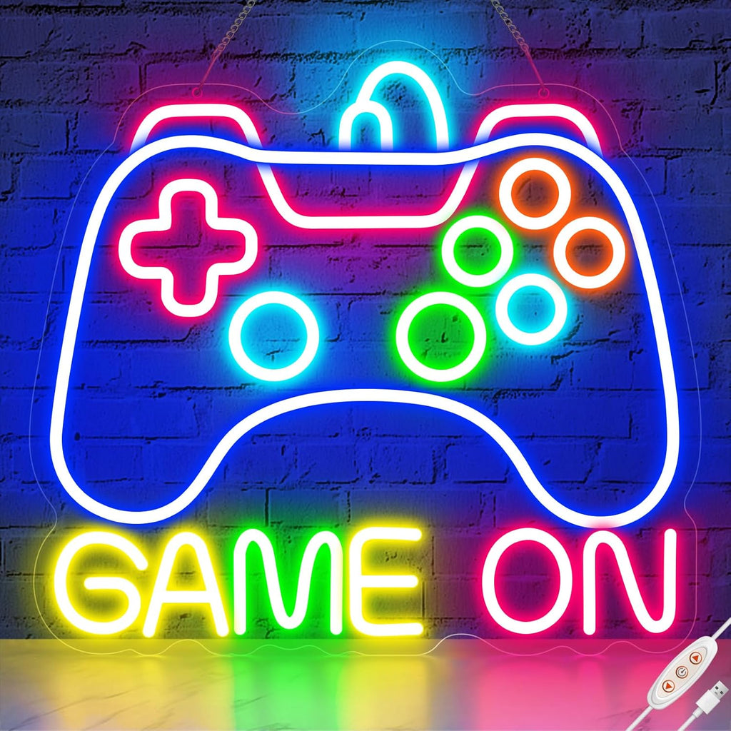 Skiennix Game On Neon LED Sign - Vibrant Gaming Wall Decor for Teen Bedrooms | Perfect Gamer Gift