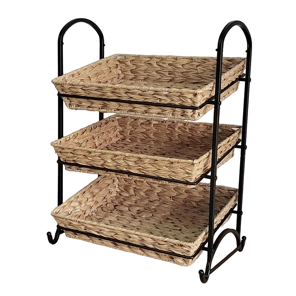 Lihou PapaQ Stackable Candy Display Rack with Rattan |Stackable Candy Organizer|Multi-Function Snack Rack&Shelf for Chips |Perfect Display Solution for Stores (Brown, Large)