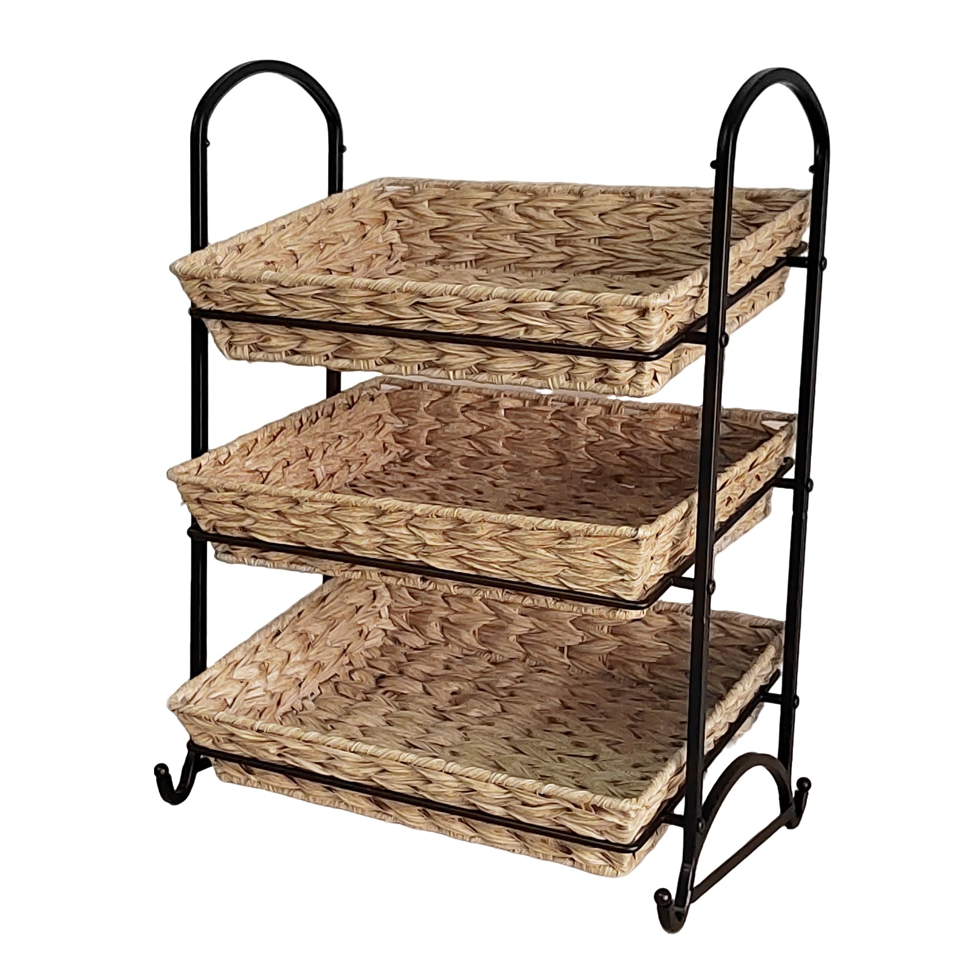 Lihou PapaQ Stackable Candy Display Rack with Rattan |Stackable Candy Organizer|Multi-Function Snack Rack&Shelf for Chips |Perfect Display Solution for Stores (Brown, Large)