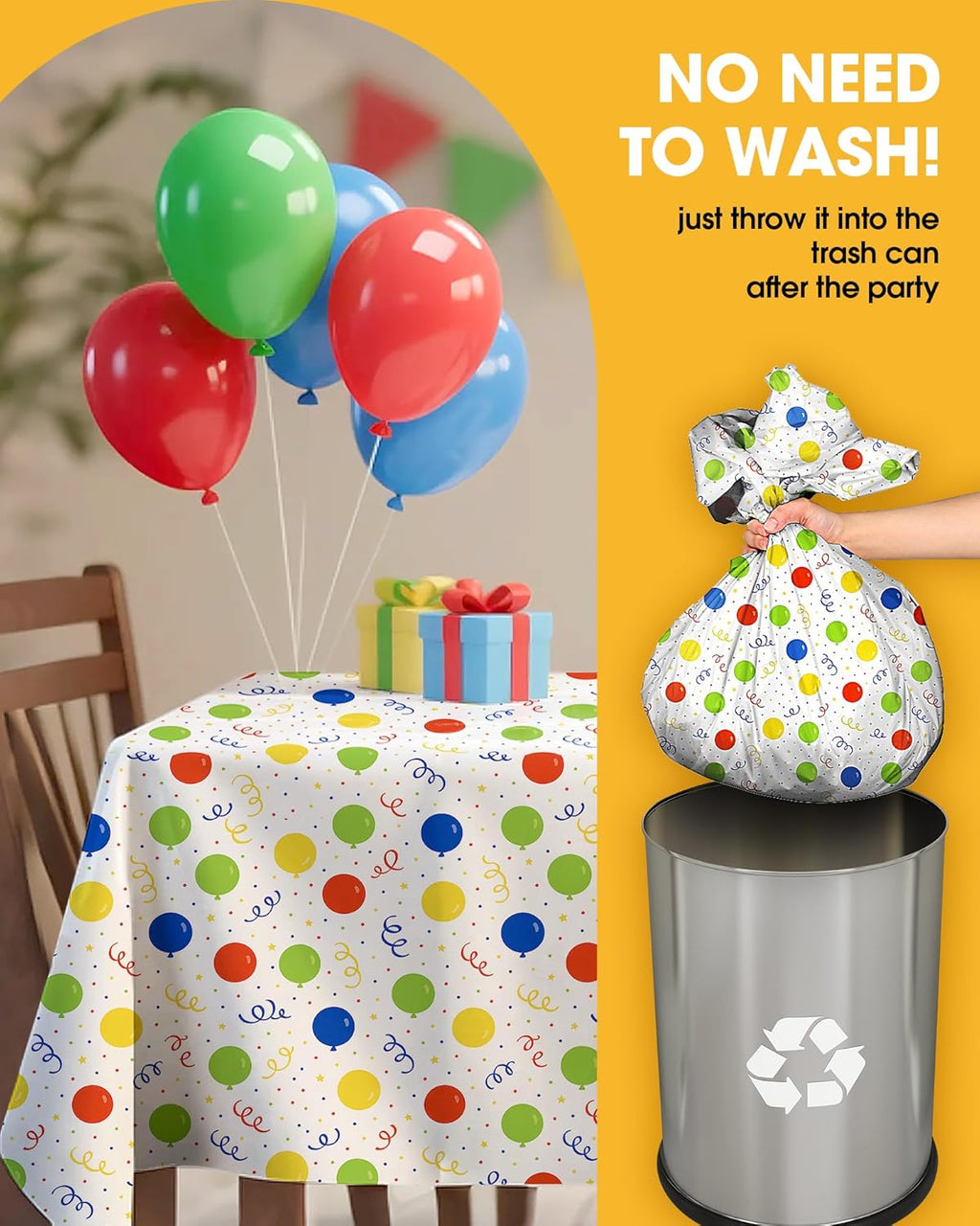 Niuara Rectangle Tablecloth - 54'' x 108'' Disposable Plastic Table Cover for Holiday Parties | 4-Pack
