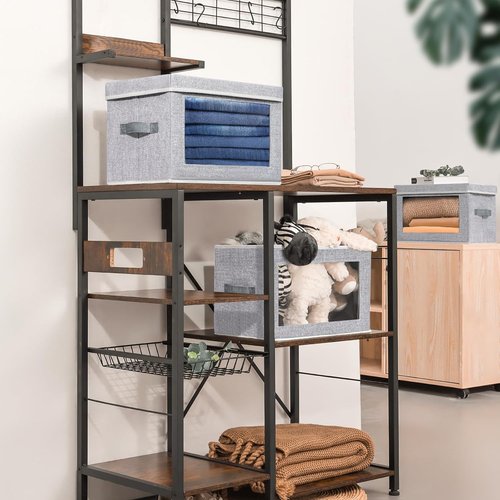 Homsorout Storage Baskets - 4 Pack Large Fabric Organizer Bins with Lids for Closet & Bedroom