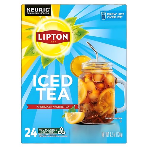 Lipton Unsweetened Black Iced Tea K-Cups | 24-Pack for Keurig - Smooth, Crisp Flavor, Rainforest Alliance Certified