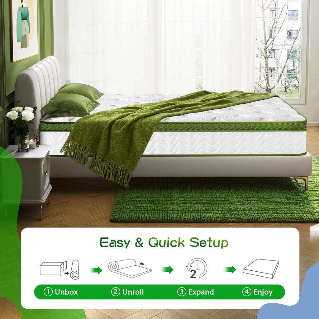 Regine Switzerland Twin Mattress - 10 Inch Memory Foam Hybrid with Pocket Springs | Medium Firm, Pressure Relief