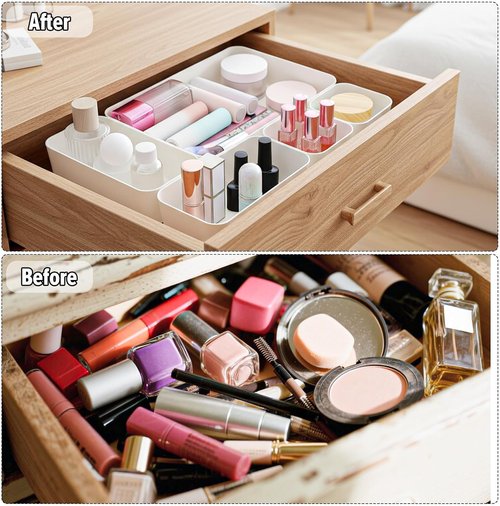 Kifmurase 11-Piece Stackable Plastic Drawer Organizer Set - Versatile Storage for Makeup, Jewelry & Gadgets