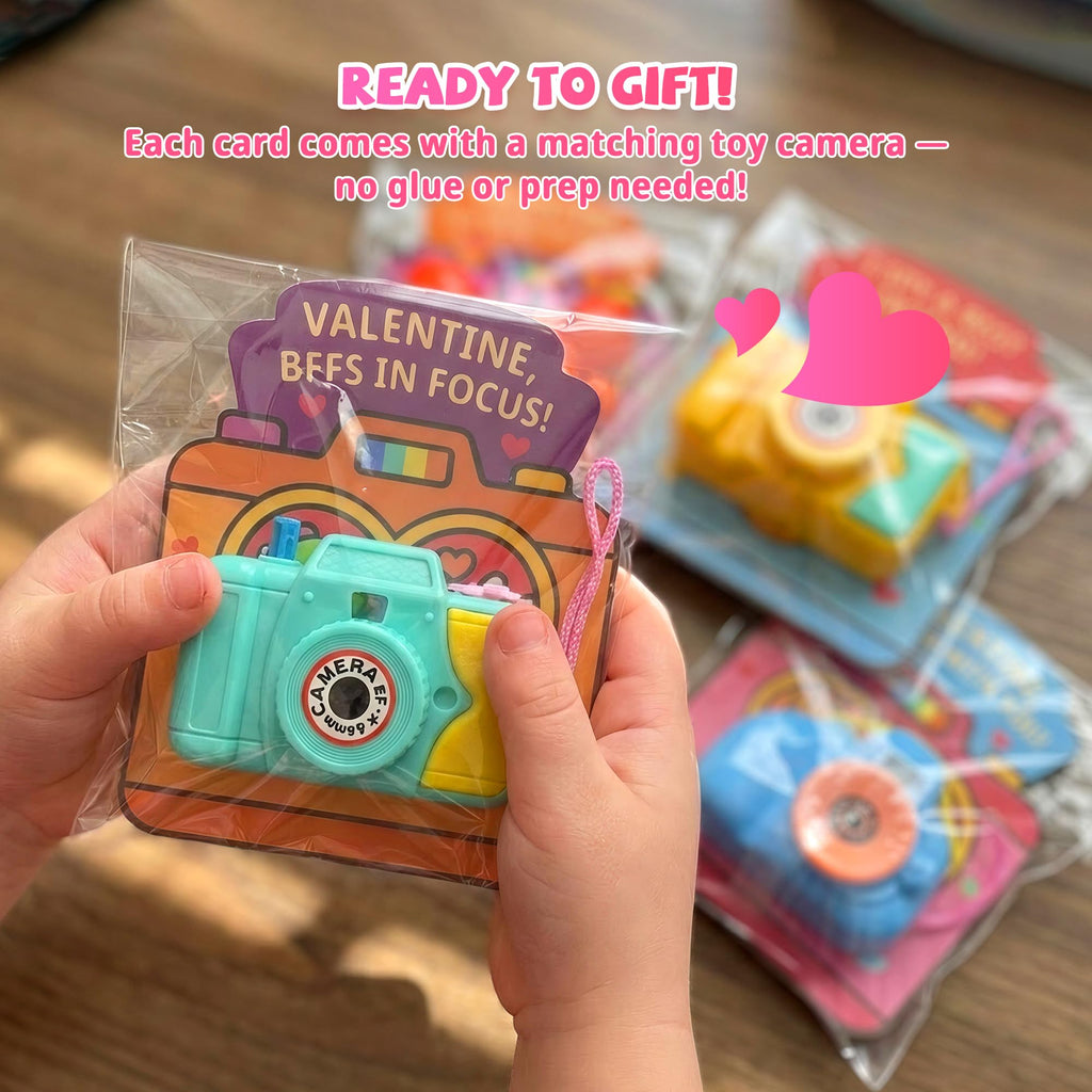 Valentines Day Cards for Kids School – 28 Pack Kids Viewfinder Toy Cameras with Greeting Cards, Classroom Exchange Valentine Gifts for Boys and Girls, Cards + Toys Bulk Set for School Valentine Party