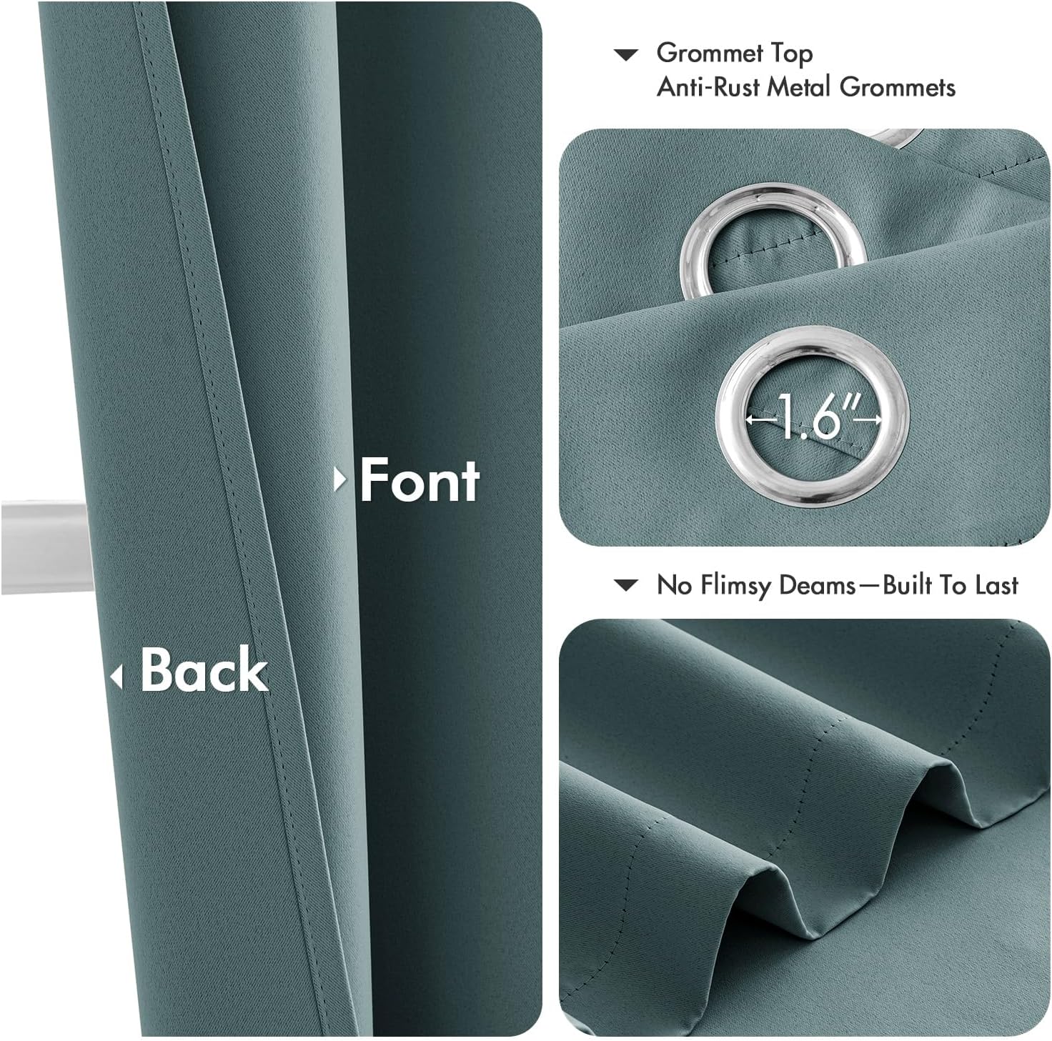 MIULEE Dusty Blue Blackout Curtains - Thermal Insulated Room Darkening Drapes | 84 Inches Long, 2 Panels