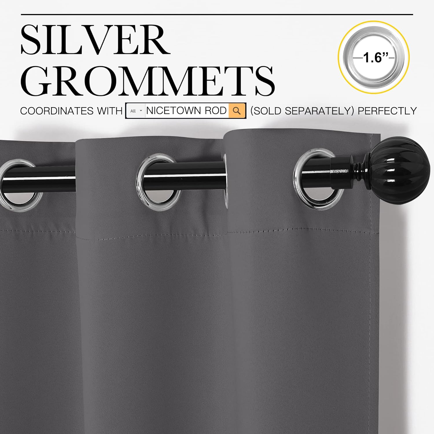 NICETOWN Blackout Curtains - Noise Reducing Thermal Insulated Drapes | 2 Panels, 55 x 78 Inch, Gray