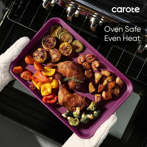 CAROTE 3-Piece Baking Pan Set - Versatile Bakeware Set with 13", 15", & 17" Cookie Sheets in Royal Violet