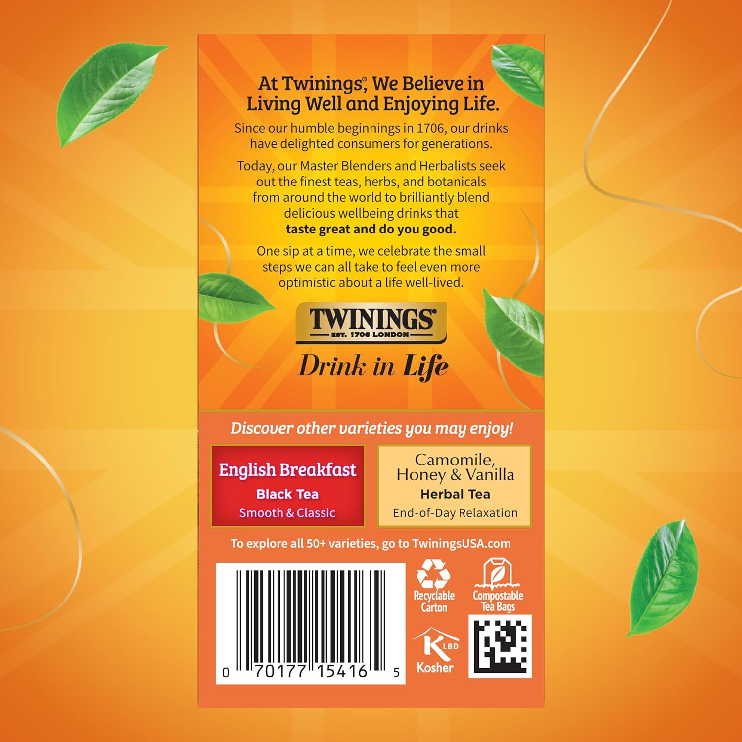 Twinings Ceylon Black Tea - Crisp & Refreshing Individually Wrapped Bags | 20 Count (Pack of 2)