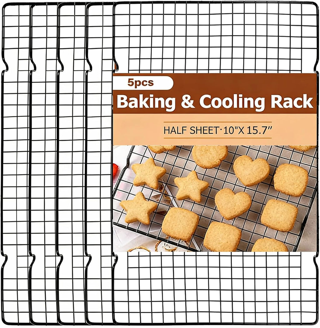 Skiennix 5-Piece Stainless Steel Cooling Rack - 10" x 16" Oven & Dishwasher Safe Metal Wire Rack
