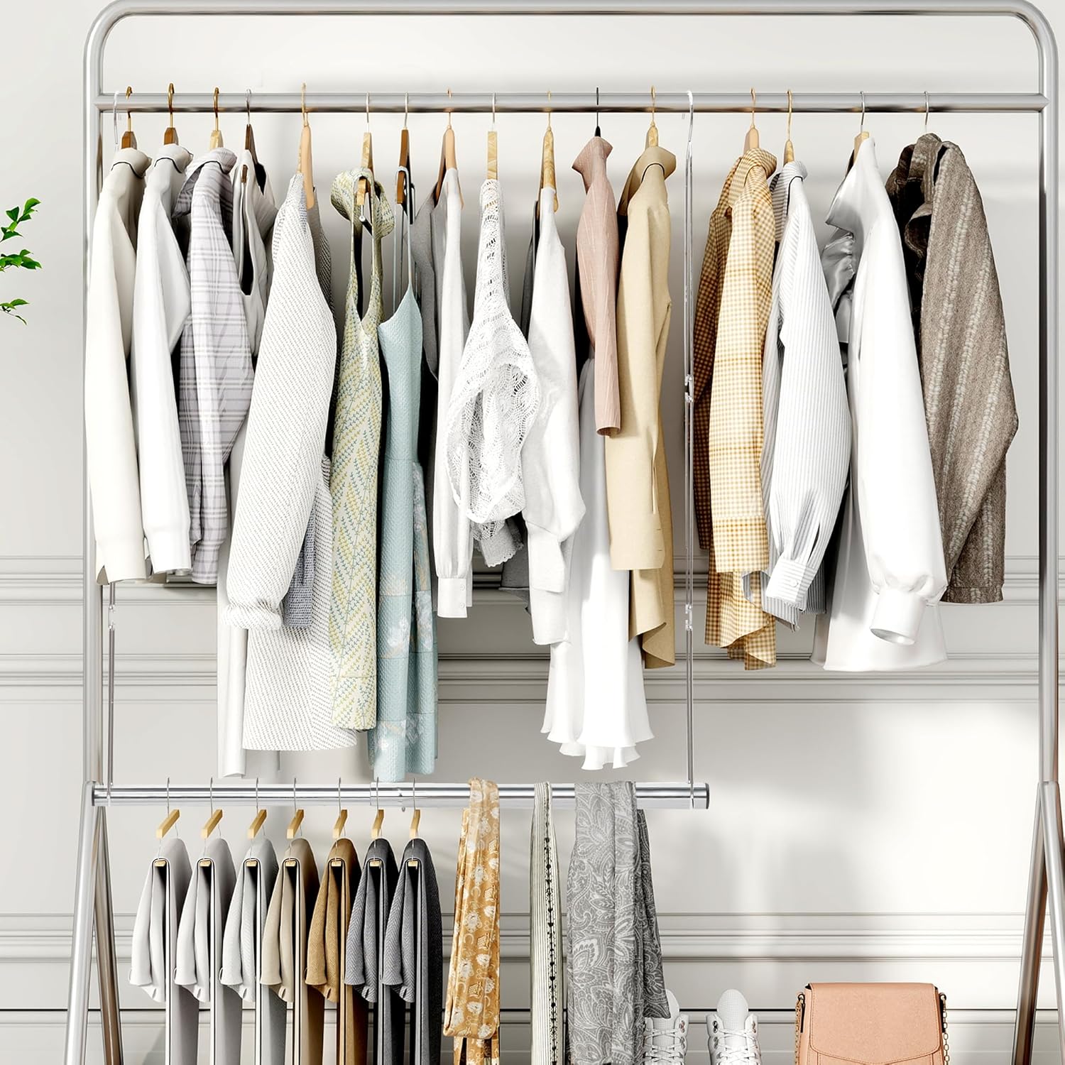 Storage Maniac Adjustable Closet Hanging Rod - Space-Saving Organizer for Clothes | Chrome Finish, 1 Pack