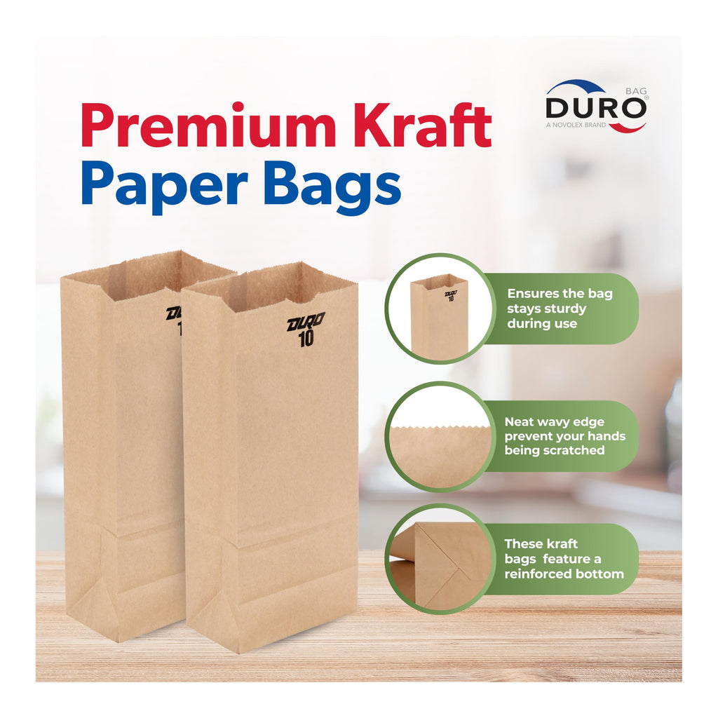 DURO ID# 18410 10# SOS Bag 35# 100% Recycled Natural Kraft, 500 Piece